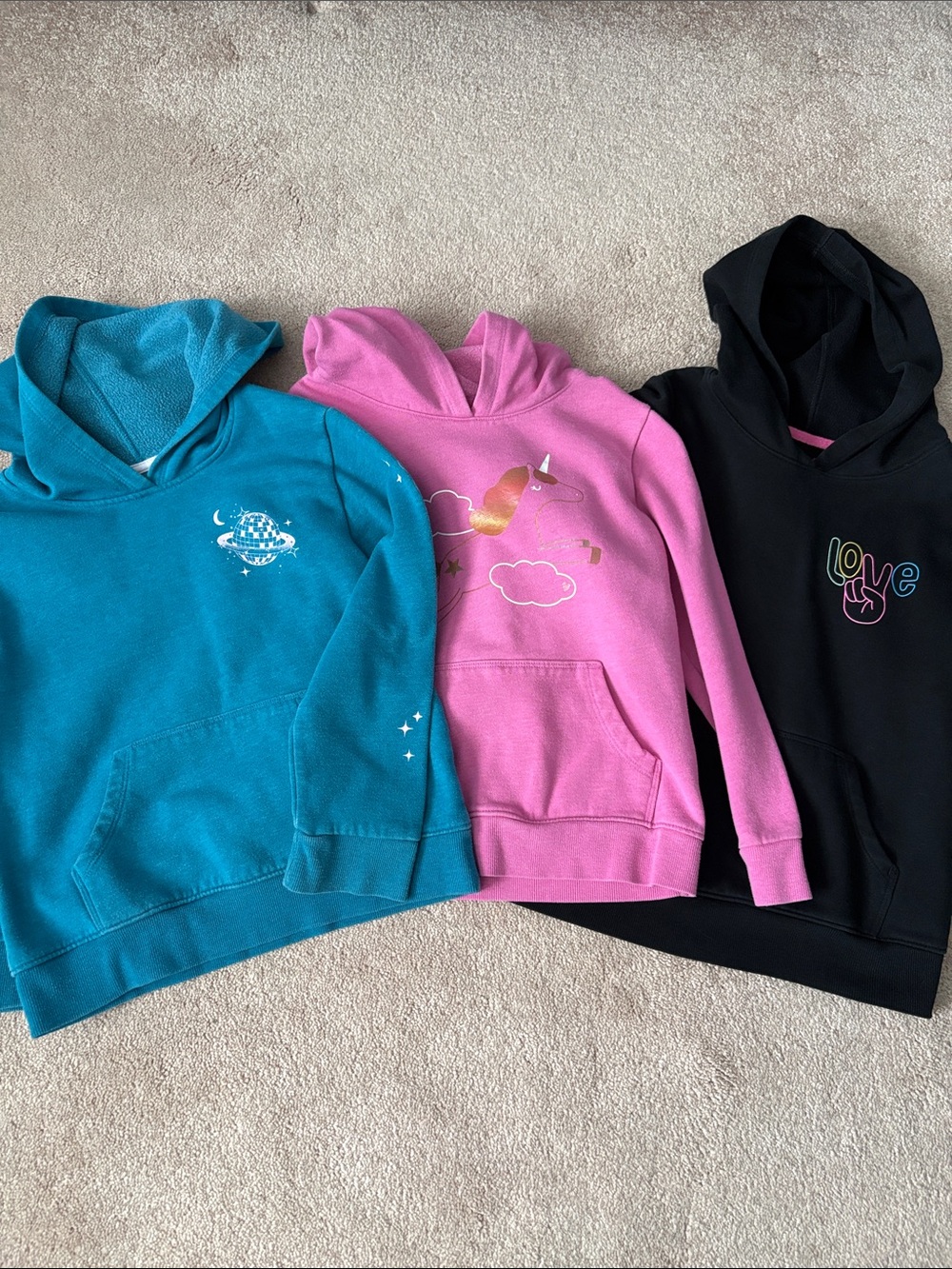 Cat & Jack Kids Hoodies in Teal, Pink & Black
